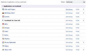 facebook authorized apps