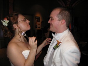 Janine and Jeremy enjoying cake