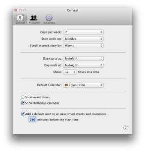 iCal Preferences