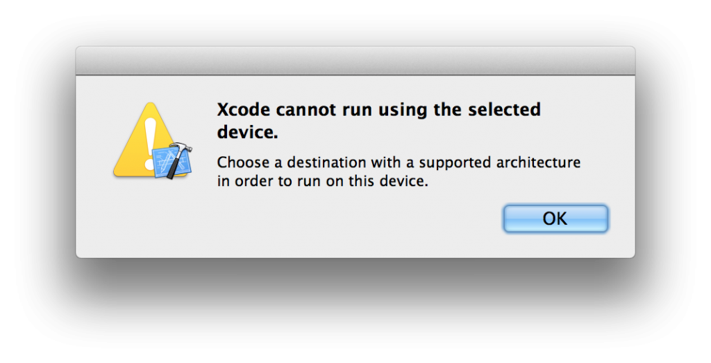 Xcode cannot run using the selected device